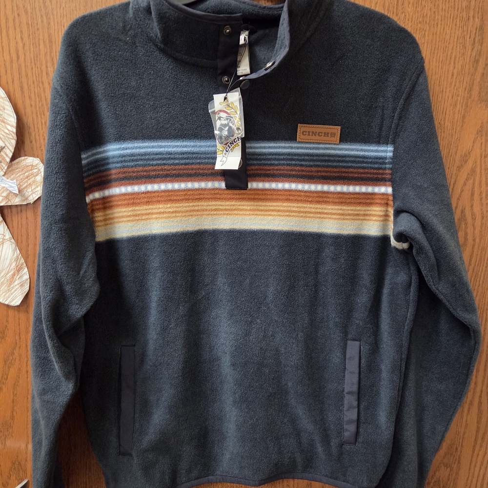 Cinch Boy's Crewneck Sweater - Navy with Multicolor Stripes